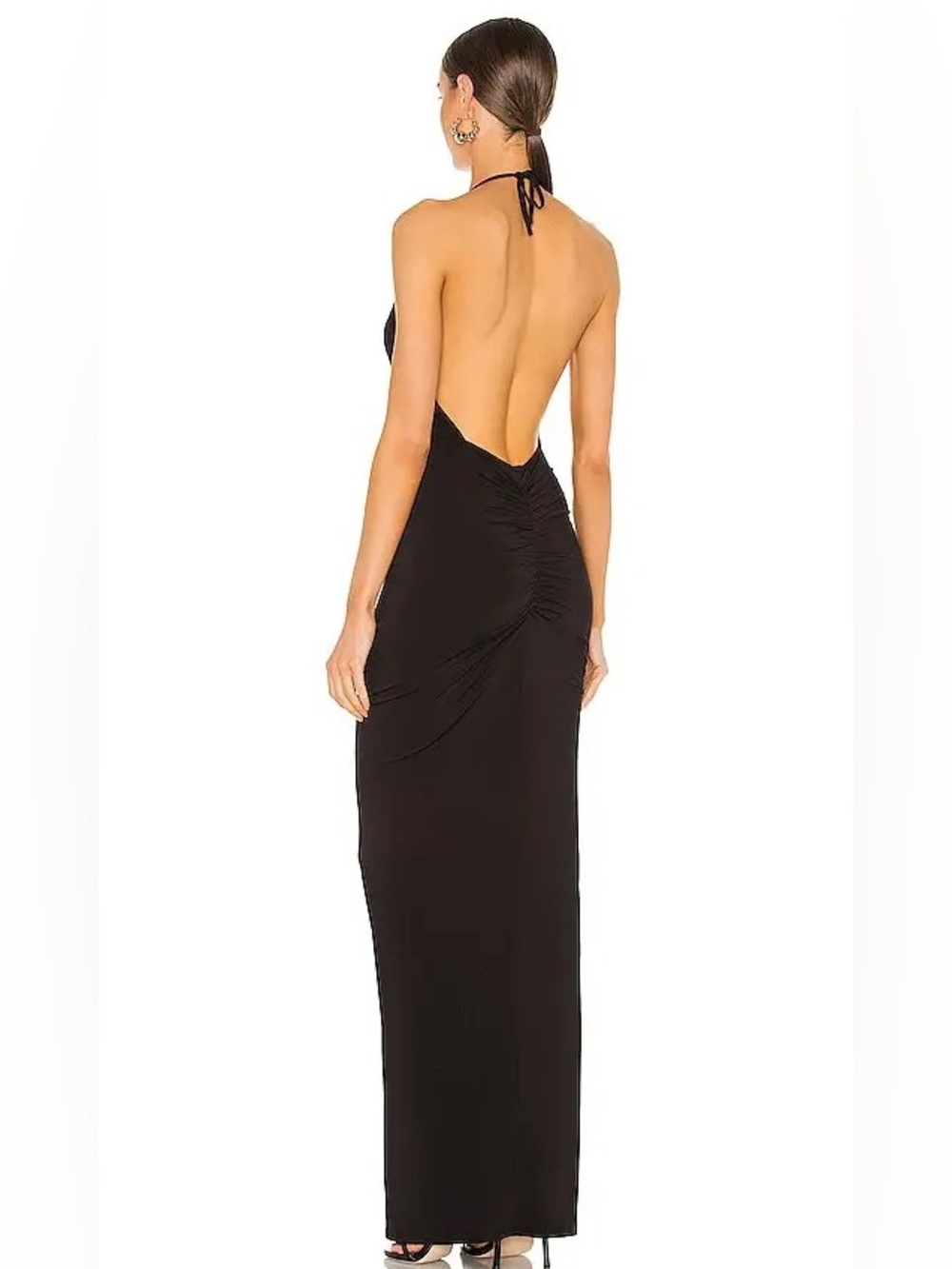 REVOLVE x Michael Costello Addison Halter Ruched Backless Maxi Dress Size L NWT - Picture 6 of 9